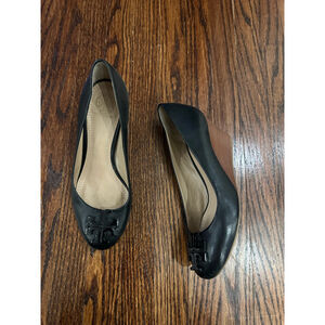 Women's Tory Burch Black Leather Wedge Heel Shoes Size 5 M